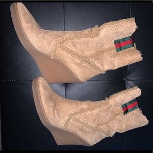 Gucci suede wedge boots